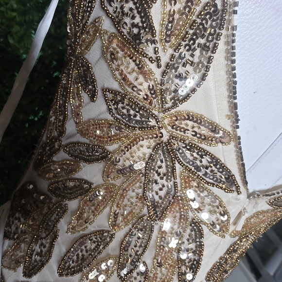 Mac Duggal Gold and Cream Prom Dress - Picture 9 of 11